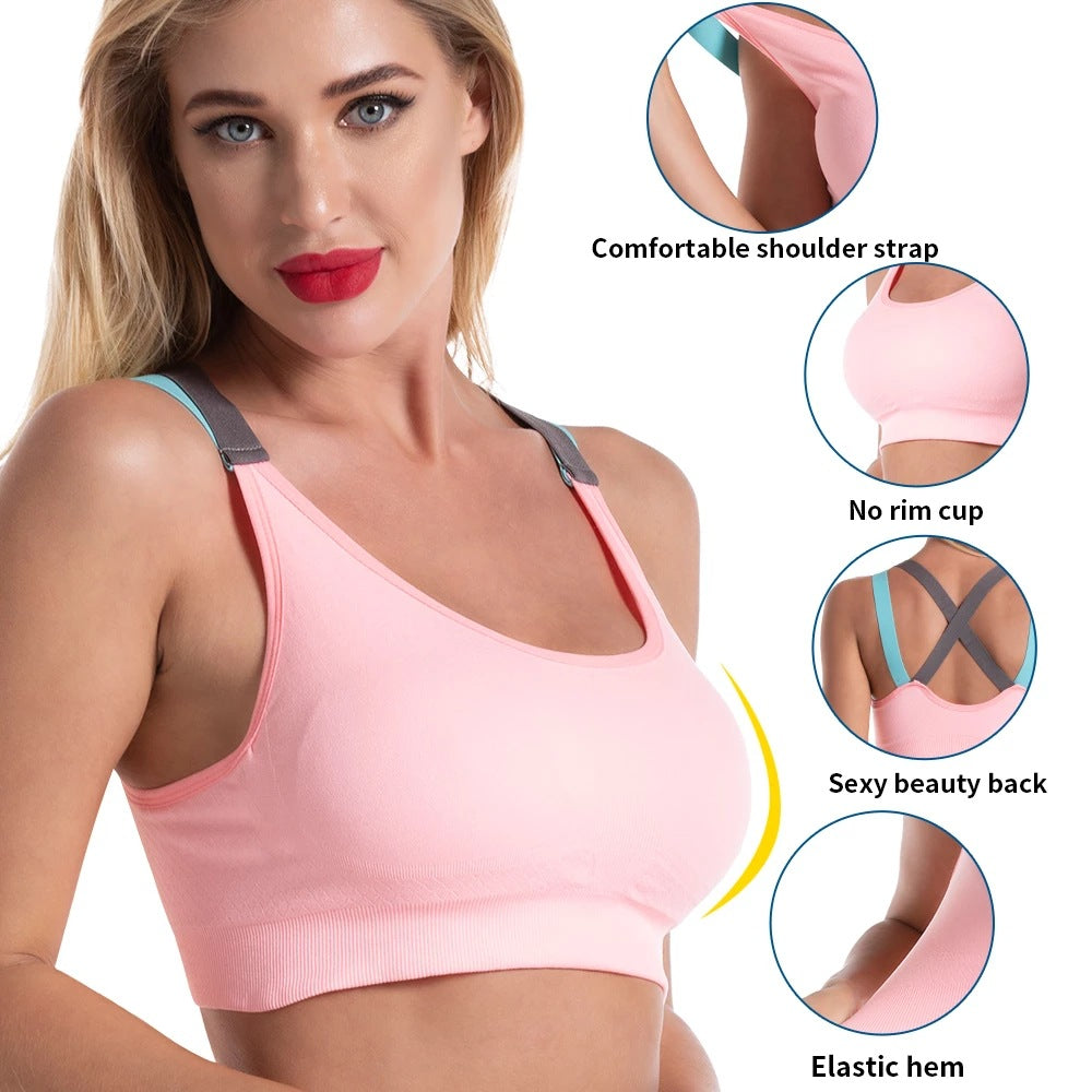 Cross-back Non-rimmed Sports Bra for Running and Yoga