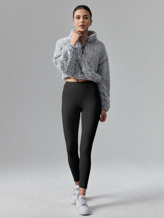 Zippered plush long-sleeved hoodie