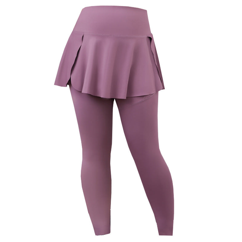 Womens Plus Size Faux Two Piece Yoga Pants with Pockets