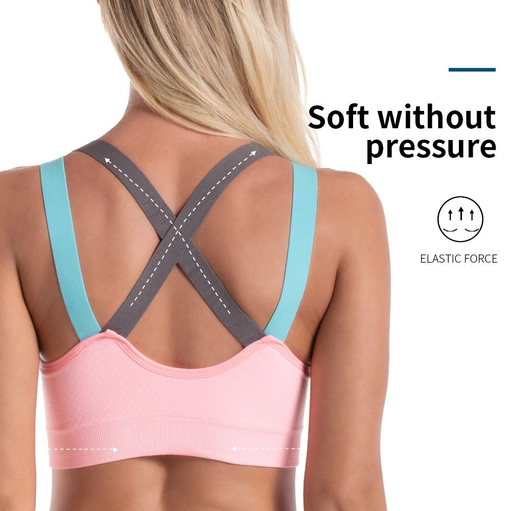 Cross-back Non-rimmed Sports Bra for Running and Yoga