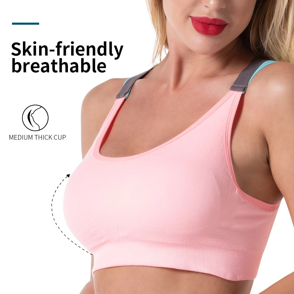 Cross-back Non-rimmed Sports Bra for Running and Yoga