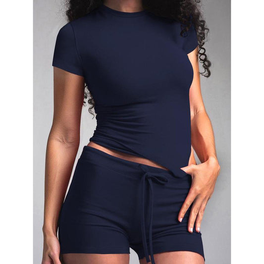 Solid Yoga Tee Shorts Set