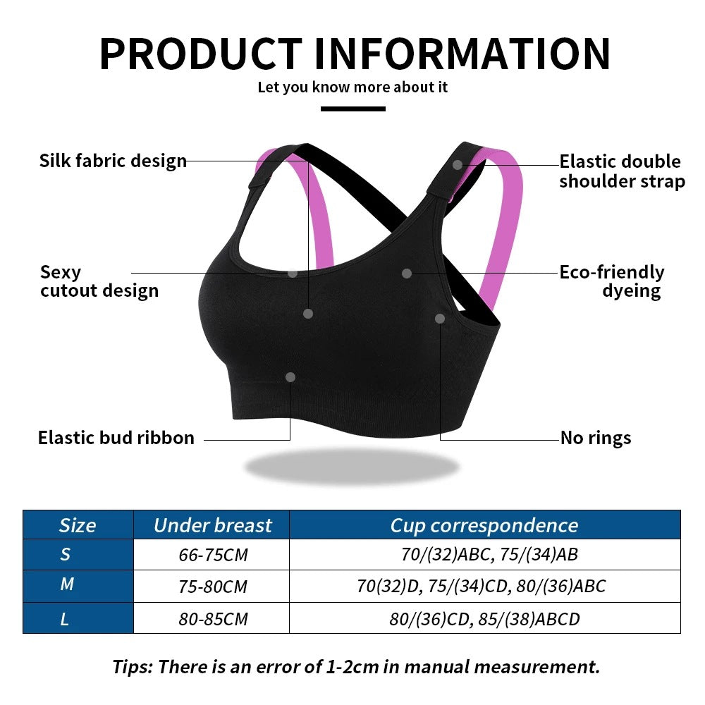 Cross-back Non-rimmed Sports Bra for Running and Yoga